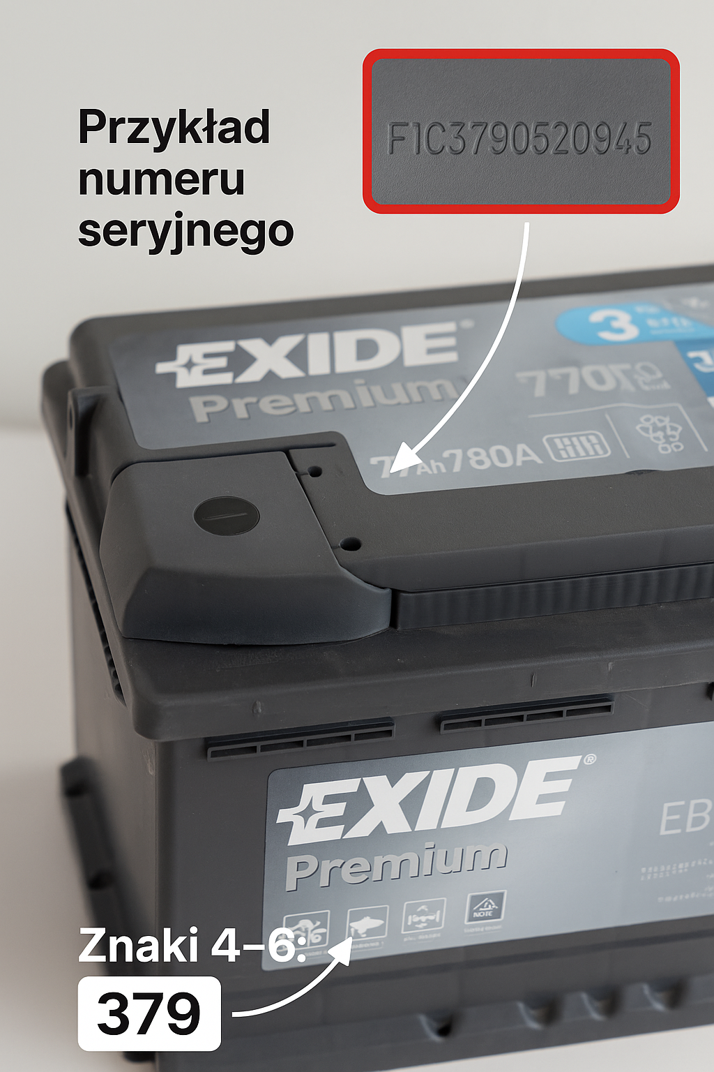 Gdzie znajduje się kod produkcji EXIDE