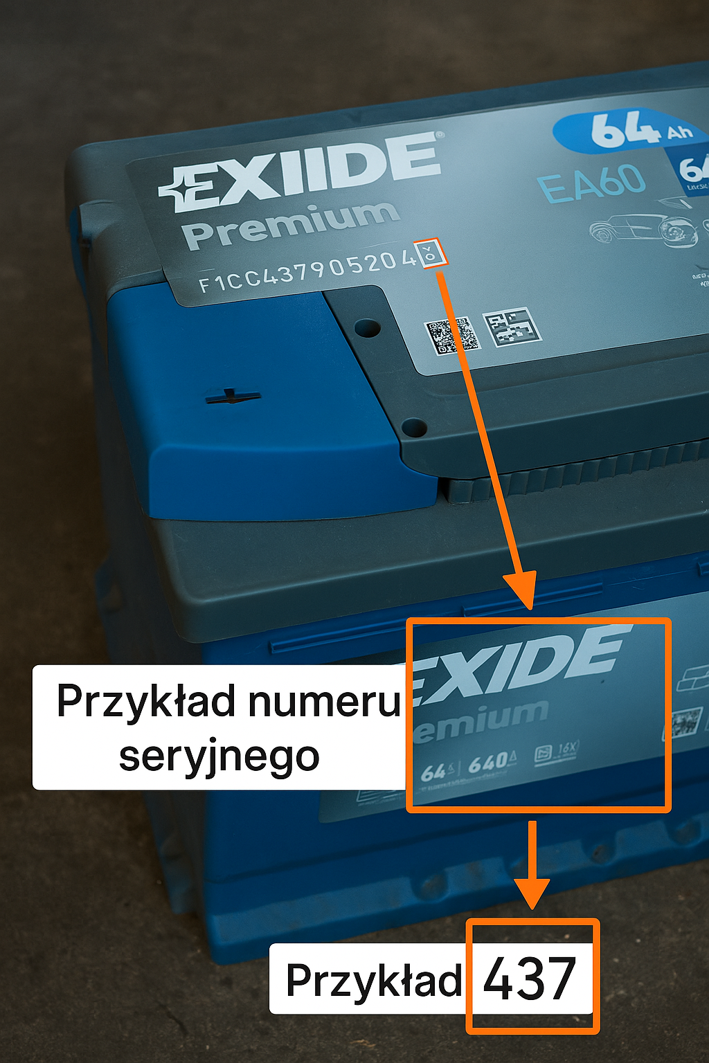 Przykład naklejki Exide